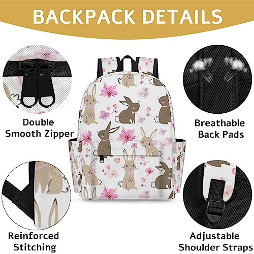 Easter Bunny Kids Backpack for Boys Girls Rabbit Flower Preschool Toddler Backpack Kindergarten Nursery Bookbag Travel Children Lightweight School Bag - color: Rabbit