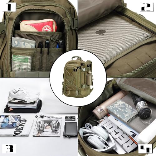 Expandable 40-64L Military Tactical Backpack 3 Day Bag Hiking Gym Sport Camping - color: Green