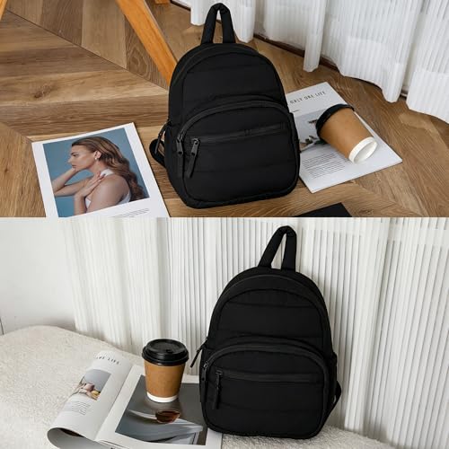 Lightweight Mini Backpack for Women,Taslan Durable Daypack,Casual Travel Backpack with Adjustable Straps for Daily,Travel - color: Black
