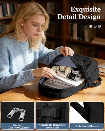 Black Waterproof Aesthetic Backpack For School, Cute High School Bookbag For Teen Girls Boys, Lightweight Casual Daypack Backpack For Women Men, College Backpack With Lots Of Pockets - color: Black