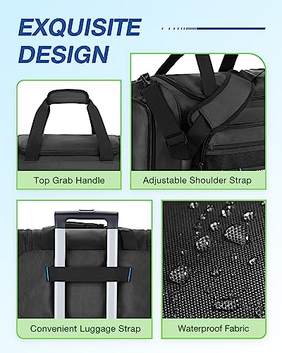 BAGSMART 4-IN-1 Gym Bag for Women Men, TSA Lightweight Duffle Bag for Travel with Shoe Compartment & Wet Pocket, 22L/30L/38L Tactical Backpack with 40oz Water Bottle Holder - color: L-Black