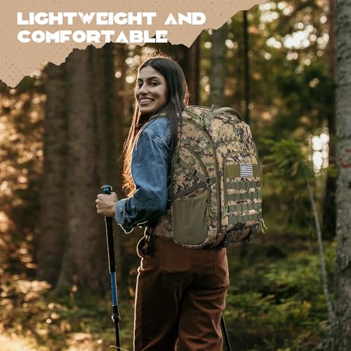 Maelstrom Tactical Backpack for Men, Water Resistant 40L Military Backpack, for Hiking, Camping, Gym with Molle System (Camouflage Green) - color: D.camouflage Green