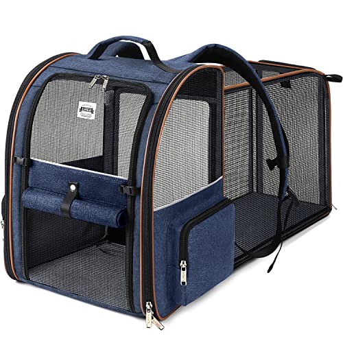 Extra Large Cat Backpack Carrier Expandable Pet Carrier Backpack for Small Dogs Medium Cats Fit Up to 18 Lbs, Dog Backpack Carrier, Foldable Puppy Backpack Carrier for Travel, Hiking,Blue - color: Blue