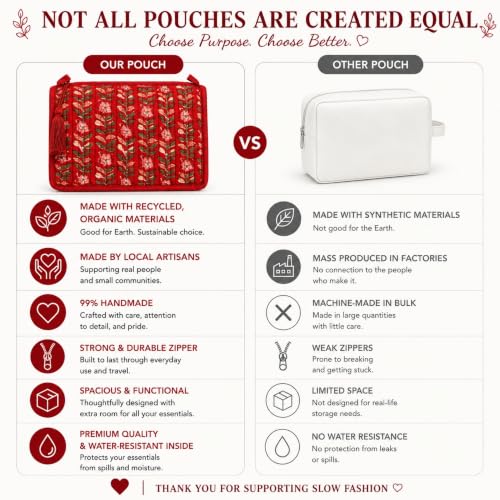 Huar Travel Makeup Bag- Large Capacity Cosmetic Bags for Women - color: Red