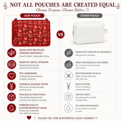 Huar Travel Makeup Bag- Large Capacity Cosmetic Bags for Women - color: Red