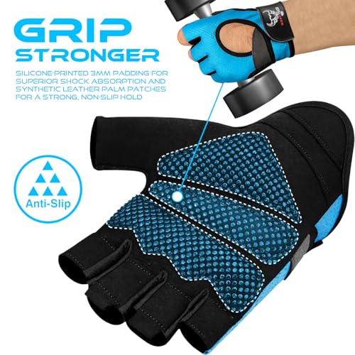BEAST RAGE Fingerless Weight Lifting Gloves with Palm Protection Padding, Breathable Lightweight Gym Gloves for Men, Women, Weightlifting, Cycling, Exercise, Training Pull Up - color: Aqua, size: Small