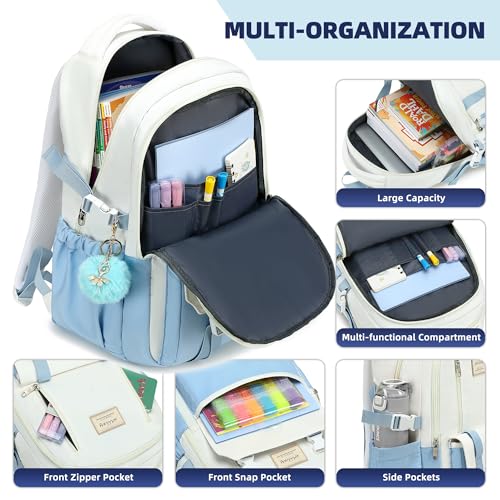Caoroky knight Travel Laptop Backpack for Women Girls Elementary High School Bag College Backpacks Waterproof Daypack Large Bookbags Purse for Teens Students Computer Bags 15.6 Inch-Blue - color: Blue