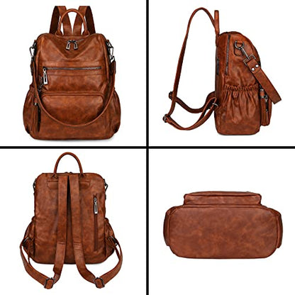 Uromee Travel Backpack Purse for Women Vegan Leather Ladies Fashion Tassel Shoulder Bag Convertible - color: 0243 Brown Oil Wax