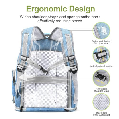 Cawypety Expandable Cat Backpack,Cat Bubble Backpack Carrier for Carrying Cats, Pets and Small Dogs,Airline-Approved,Designed for Travel, Hiking, Walking,Car （Blue - color: Square Expandable- Blue