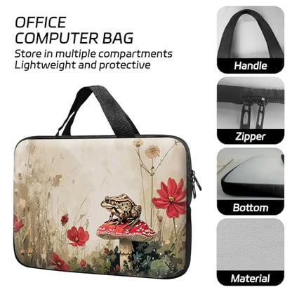 14 15 15.4 15.6 inch Laptop Handle Bag Computer Bag, Pouch Holder Notebook Sleeve Cover Soft Case Compatible for Dell,Lenovo,Toshiba HP, Asus Notebook-Mushroom Frog Flower - color: Mushroom Frog Flower
