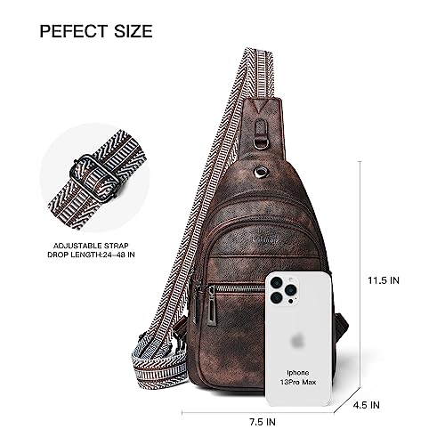 LATMAP 7L Sling Bag For Women Faux Leather Anti Theft Small Casual Daypack Backpack Fanny Pack Crossbody Chest Bags Purse Waterproof Coffee Color - color: Coffee