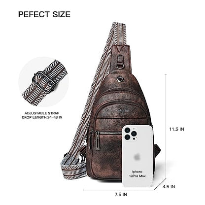 LATMAP 7L Sling Bag For Women Faux Leather Anti Theft Small Casual Daypack Backpack Fanny Pack Crossbody Chest Bags Purse Waterproof Coffee Color - color: Coffee
