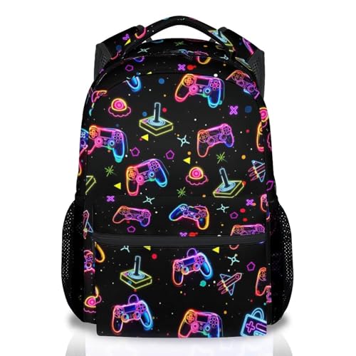 Gamer Backpack for Boys, 17 Inch Gaming Backpacks for Kids Teens; Large Capacity Video Game School Bag with Multiple Organizer Pockets for Primary and Middle School Students - color: Multicolor