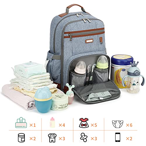 Diaper Bag Backpack, Large Baby Nappy Bags with Portable Changing Pad for Boys and GirlsMultifunction Travel Baby Bag for Moms Dads, Shower Gifts Waterproof and Stylish，Light Blue - color: Light Blue