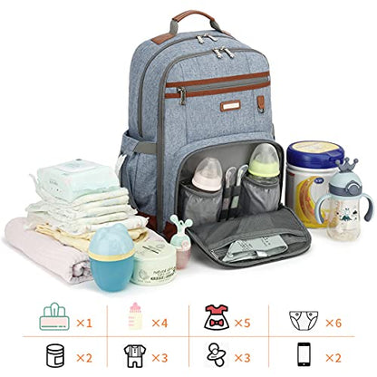 Diaper Bag Backpack, Large Baby Nappy Bags with Portable Changing Pad for Boys and GirlsMultifunction Travel Baby Bag for Moms Dads, Shower Gifts Waterproof and Stylish，Light Blue - color: Light Blue