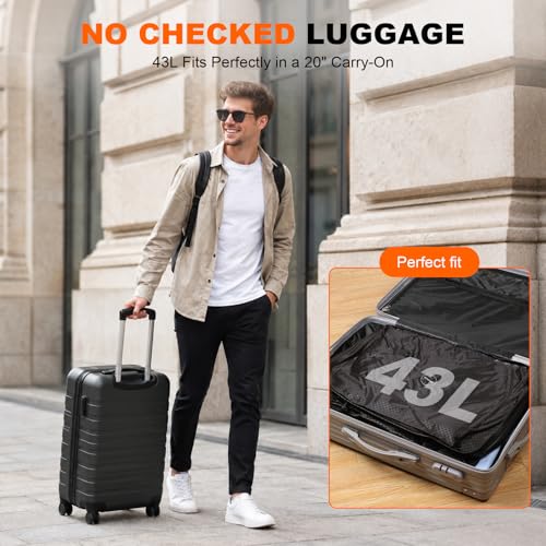 43L Max Capacity Vacuum Compression Bag with Wireless Pump - Space Saver Bag for Travel Luggage, No Checked Baggage, IP68, Reusable, Fits 20/24/28 Inch Suitcases (No Tracker) - color: 1PC+Pump (No Tracker)