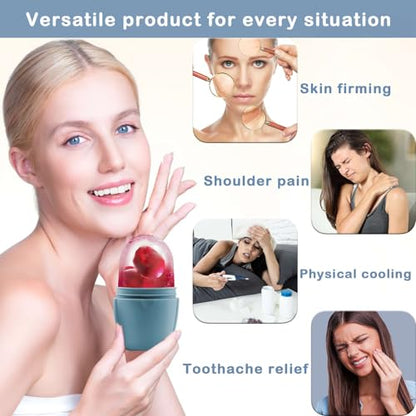 XHJRI Ice Face Roller Massager,Ice Cube Roller for Face, Eyes and Neck Naturally Conditioning and Skin Care,De-Puff Eye Bags,Reduce Migraine Pain,Reusable Massage Silicone Ice Mold (New Blue) - color: New Blue