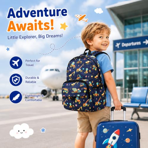 BTOOP Kids Backpack for Boys 3-6, Preschool Kindergarten Backpack with Insulated Lunch Compartment & Chest Strap (Truck Blue, Age 3-6 (14.5" H Fit Folder)) - color: Truck Blue, size: Age 3-6 (14.5" H Fit Folder)