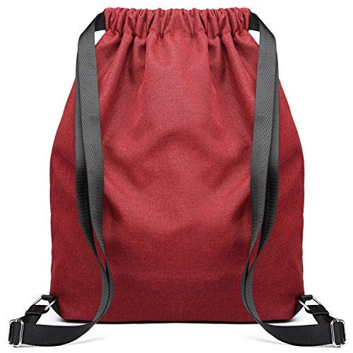 KAUKKO Drawstring Sports Backpack Gym Yoga Bag Shoulder Rucksack for Men and Women(1031-RED) - color: Red