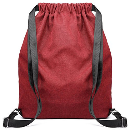 KAUKKO Drawstring Sports Backpack Gym Yoga Bag Shoulder Rucksack for Men and Women(1031-RED) - color: Red