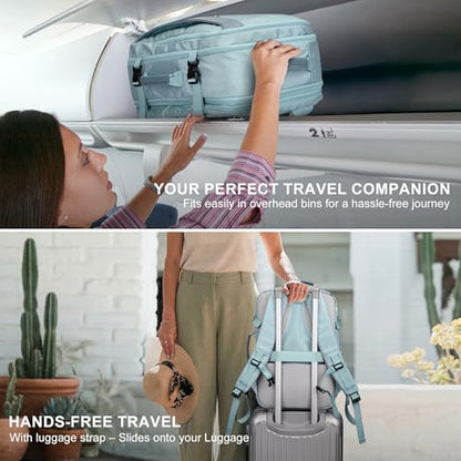PIJUSHI Travel Backpack for Women Expandable Carry on Luggage Backpack Airline Approved TSA 16" Laptop Bag Business with USB Port(PE034 Blue) - color: Blue