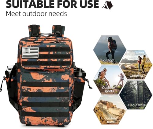 Military 45L Tactical Assault Backpack 3 day assault pack with Molle Waterproof backpack Rucksack for Tactical Backpacks - color: Marscamo