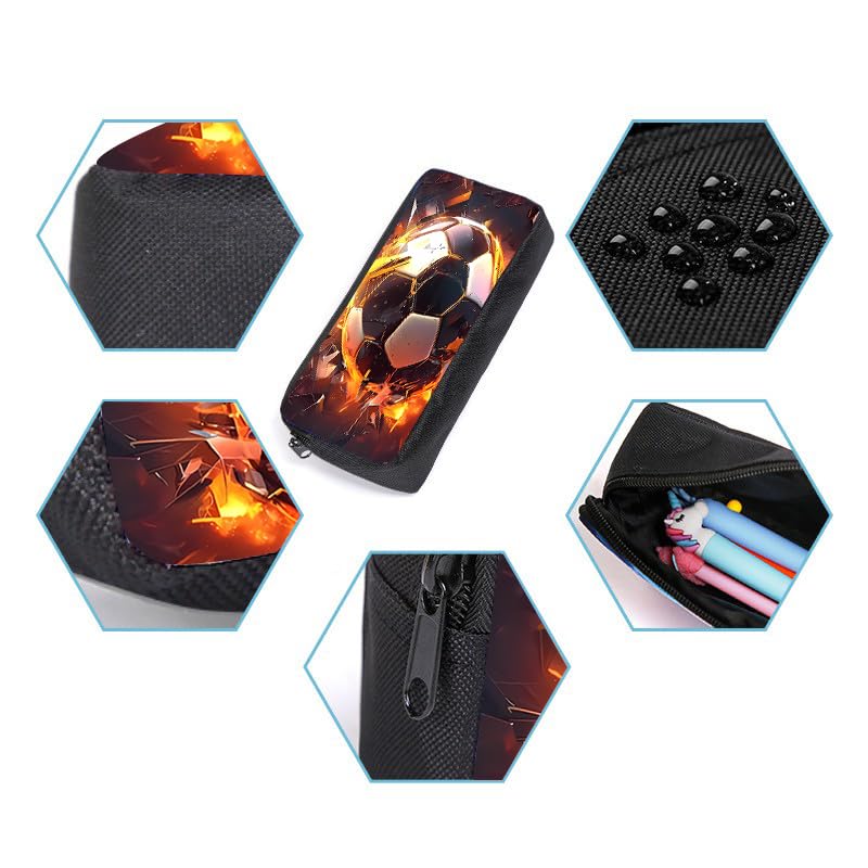 3PCS Soccer Backpack Set, 16" Lightweight Football Daypack, Soccer Ball Print Casual Laptop Backpack for Travel Camping Work (style-6) - color: Style-6