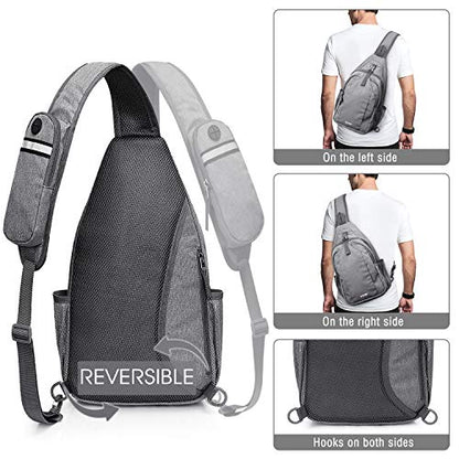 G4Free Sling Bag for Men and Women, RFID Blocking Crossbody Bag, Lightweight Sling Backpack for Travel, Hiking, Walking and Daily Use - color: Grey