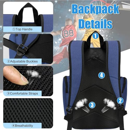 WOLT Basketball Backpack, Basketball Bag for Men with Shoes Compartment, Sports Backpack for Baseball, Soccer, Football - color: DarkBlue