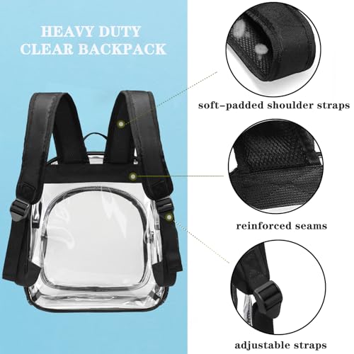 Clear Backpack Stadium Approved 12x12x6 Small Clear Backpack for Concert,Work,Festival,Security,Stadium - color: Light Purple