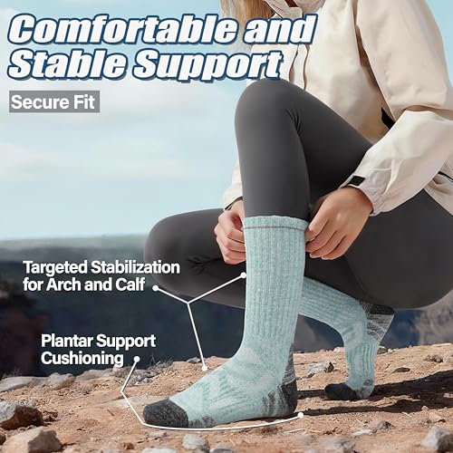 ANTSANG Merino Wool Hiking Socks, Enhanced Breathability, Targeted Cushion Thermal Socks for Men and Women, 5 Pairs - color: Blue/Brown/Black, size: Large