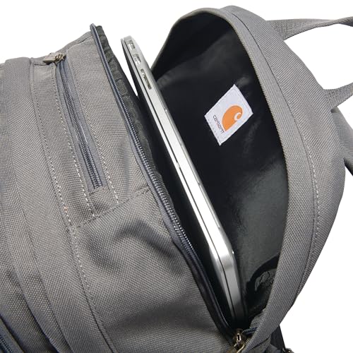 Carhartt 35L Triple-Compartment Backpack, Durable Pack with Laptop Sleeve and Duravax Abrasion Resistant Base, Grey - color: Grey