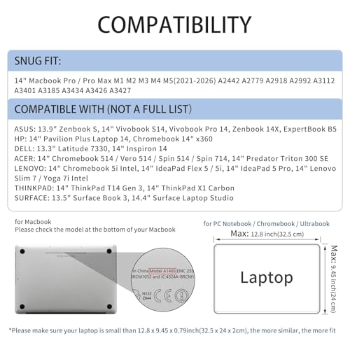 RAINYEAR Laptop Sleeve Case Compatible with 13.3 Inch Notebook Computer Tablet Chromebook 14" MacBook Pro/Max M1 M2 M3 M4 M5 Soft Cover Protective Case Zipper Carrying Bag (Black) - color: Black, size: 13"-13.3"