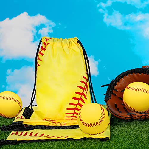Tanlade 24 Pcs Drawstring Bags Cinch Sack Candy Drawstring Bag Goodie Favor Bags Supplies Gifts for Sports Party Men Women(Softball,7 x 10 Inch) - size: 7 x 10 Inch, style: Softball