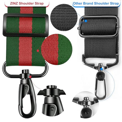 ZINZ 74" Shoulder Strap with Fixed Pad and Dual Balanced Buckles，Green-Red-Green Stripe - color: Green-red-green Stripe