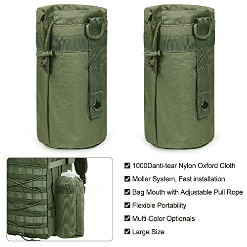 3 Pack Molle Pouch Combo Water Bottle Pouch Holder Tactical Molle Pouches Compact Utility Waist Bag Pack - color: Combo D:Green