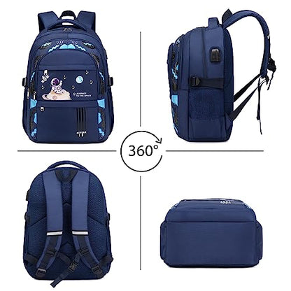 ACESAK Backpack for Boys - Boy Backpack Schoolbag for Boys Kids Children Teens Girls Elementary Middle School Bags, Waterproof Lightweight Kids Bookbag Backpacks Casual Daypack with Lunch Bag Set - color: Blue