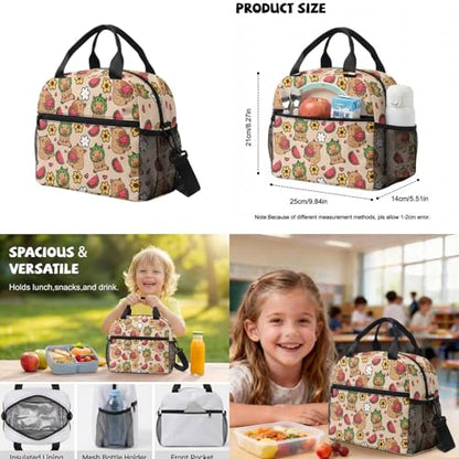 Watermelon Capybara Backpack for Girls School Backpacks with Lunch Box Water Bottle Carrier Bag and Pencil Case 4 Pieces Lightweight 1st Grade Backpack Girls Bookbag for Elementary School - color: Capybara Watermelon