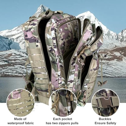 50L Large Military Tactical Backpack Molle Army Assault Pack for Travel Camping Hiking Fishing Backpack for men (Comouflage) - color: Comouflage