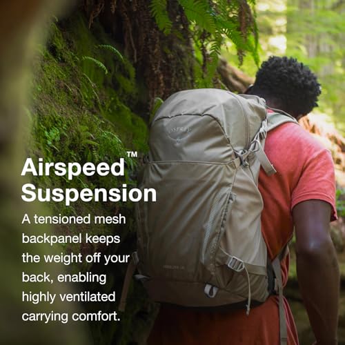 Osprey Hikelite 28L Lightweight Hiking Backpack - Durable Travel Daypack with Rain Cover for Men and Women, Chameleon/Black, S/M - color: Chameleon/Black, size: Small-Medium
