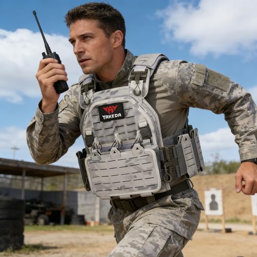 YAY YAKEDA Quick Release Tactical Laser-Cutting Vest Multicam Lightweight Vest - color: Snow Camo