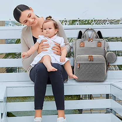 GurZinn Baby Diaper Bag Backpack with Changing Station Travel Waterproof 3 in 1 Foldable Pad Unisex Grey - color: Grey