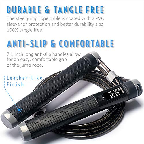 Jump Rope Digital Counter for Indoor/Outdoor Fitness Training Boxing Adjustable Calorie Skipping Workout