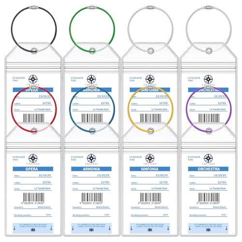 MSC Cruise Luggage Tag Holders, Waterpoof MSC Cruise Luggage Tag Holder Fits for MSC & Carnival Cruise Line Ship Tags, Cruise Essentials Must Haves 2025-2026 (8 Pcs with 7 Colors) - color: 8 Pcs With 7 Colors