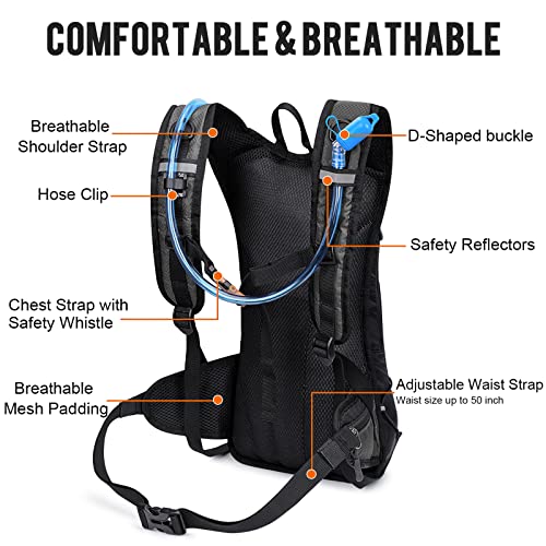 G4Free Insulated Hydration Backpack Pack with 2L BPA Free Bladder for Outdoor Running Hiking Cycling Camping - color: Grey