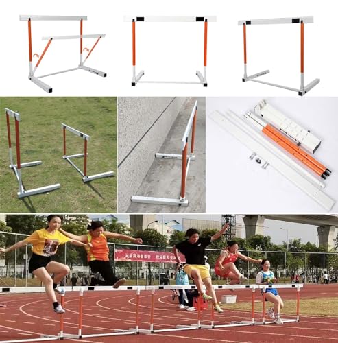 Height Adjustable Hurdles, Metal Folding Track & Field Hurdles, Speed Agility Obstacle Training for Adult Kids Athletes, 76-106cm Adjustable Hurdle for Soccer, Portab, A
