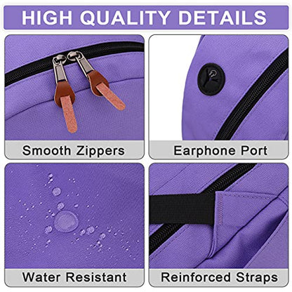 RAVUO School Backpack for Men Women, Water Resistant 15.6 inch Laptop Bag College Bookbag Casual Daypack Travel Rucksack - color: Purple