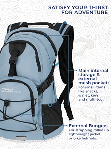 National Park Foundation 18L Hydration Backpack with 2 Liter Hydro Water Bladder Bag, Lightweight Daypack for Cycling, Hiking, Running, Climbing, for Men Women Kids