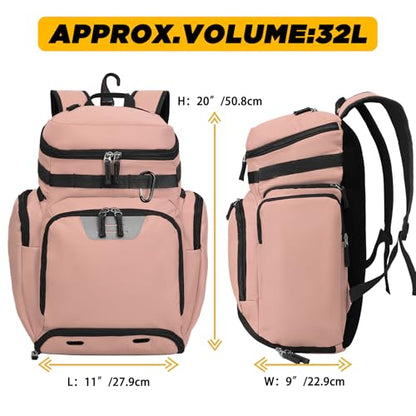 Goloni Basketball Backpack,Large Sports Bag with Ball Compartment & Shoe Compartment, Best for Basketball, Soccer - color: Meat pink