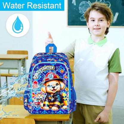 16" Boys Backpack, 3Pcs Dog Bookbag with Lunch Box, Kids School Backpacks Set for Elementary Preschool Kindergarten(Blue) - color: Dog Blue